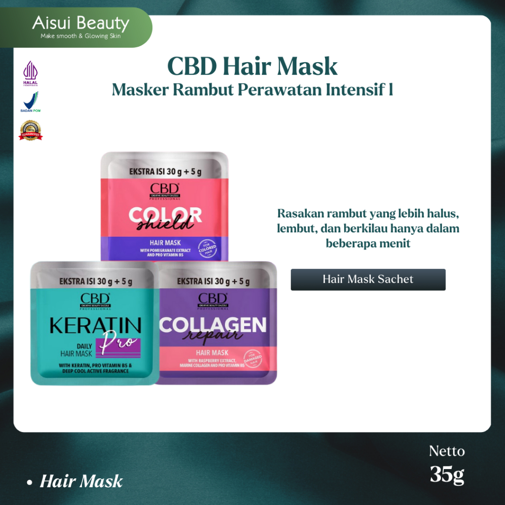 Jual CBD Hair Mask Sachet 35g | Perawatan Untuk Rambut Lebih Halus ...