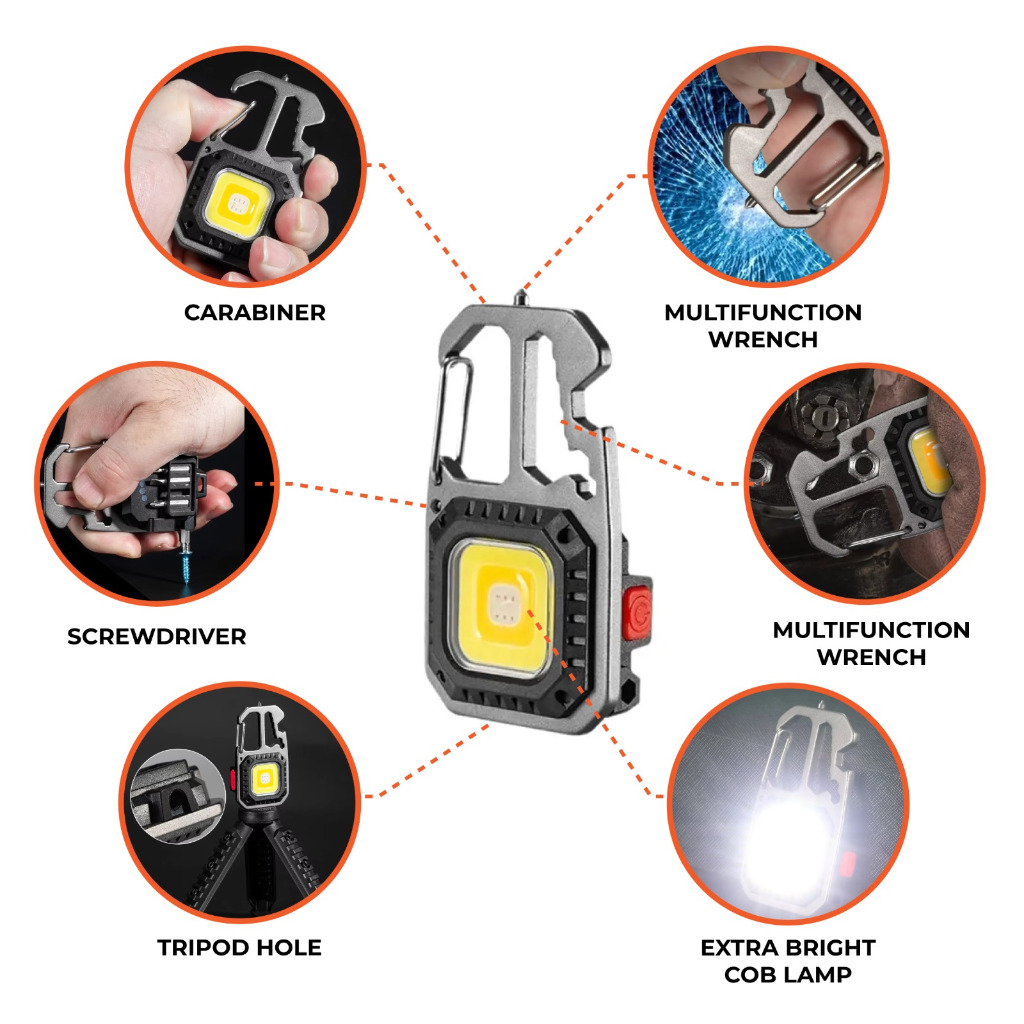 Jual Senter LED Super Terang - COB Rechargeable Keychain W5138 - Lampu ...