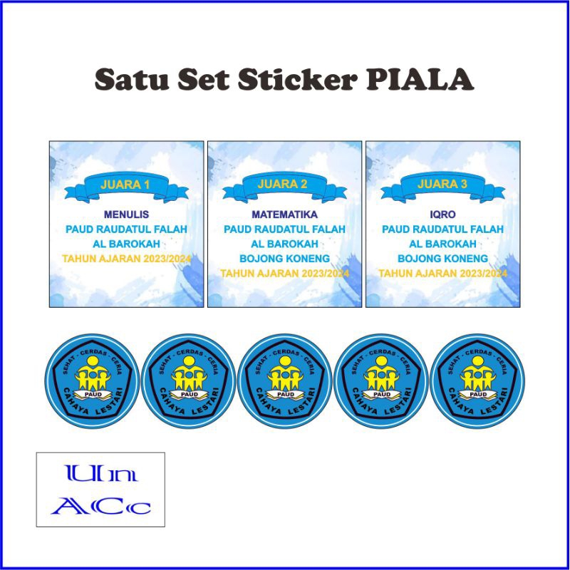 Jual Satu Set Stiker Piala Fullset Label Tropy Sticker Tropy costem ...