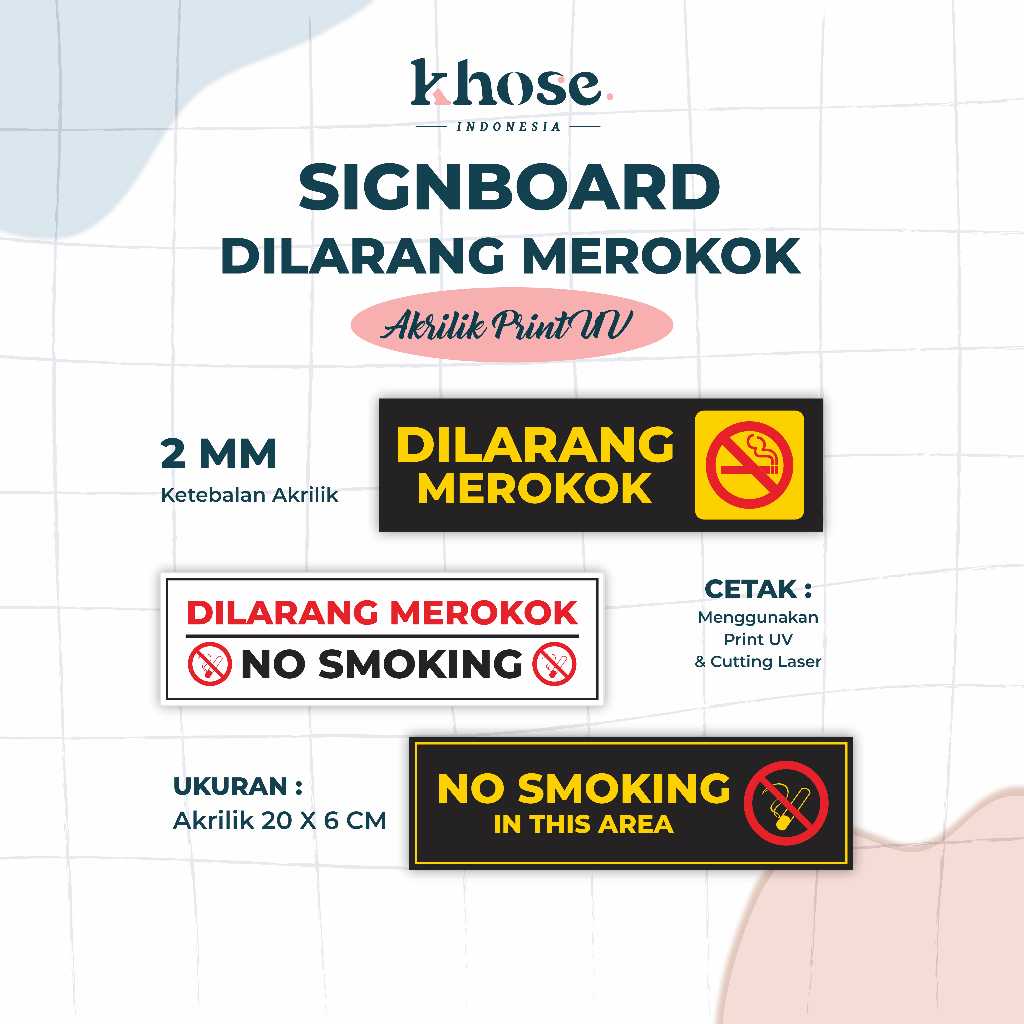 Jual Signboard Dilarang Merokok Akrilik 20 x 6 cm Print UV / Signage No ...