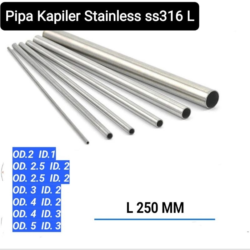 Jual Pipa Kapiler Stainless ss 316 L / Pipa Tubing OD 1mm2mm3mm4mm5mm L ...