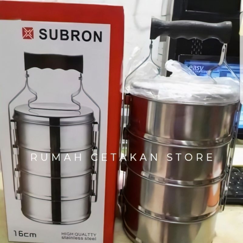 Jual Rantang Stainless Subron 4 susun ukuran 16cm | Shopee Indonesia