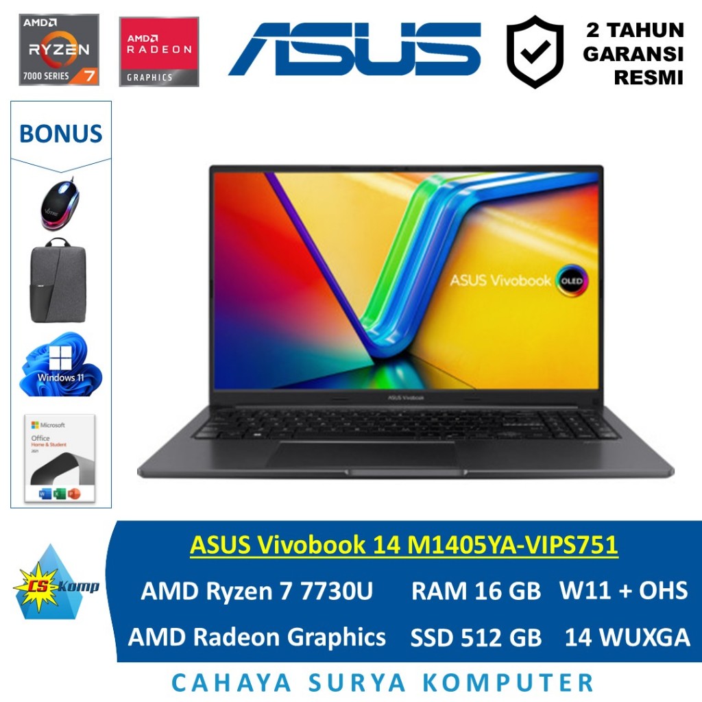Jual ASUS Vivobook 14 M1405YA-VIPS751 AMD Ryzen 7 7730U AMD Radeon RAM ...