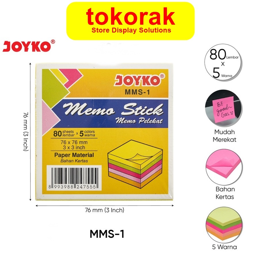 Jual MEMO STICK MMS-1 76 X 76 MM JOYKO MEMO PELEKAT MMS 1 STICKY NOTE ...