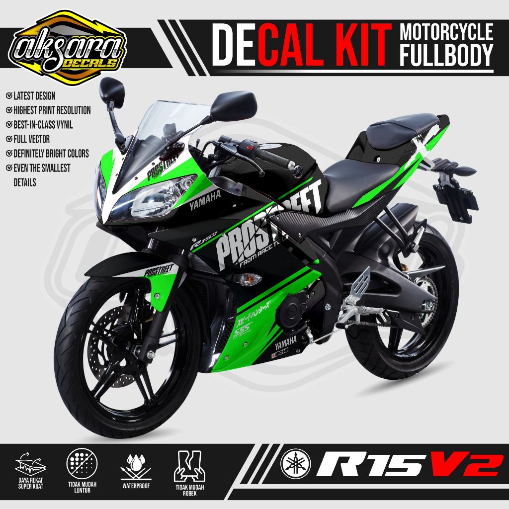 Jual DECAL KIT YAMAHA R15 V2 FULL BODY - PROSTREET / STICKER CUSTOM ...