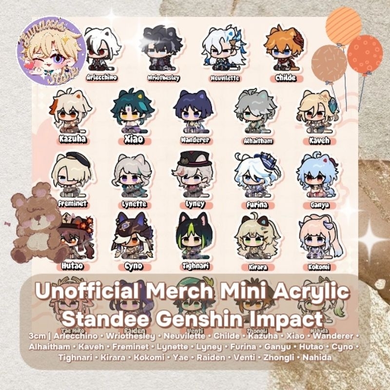 Jual Unofficial Merch Mini Standee 3cm Genshin Impact Arlecchino ...