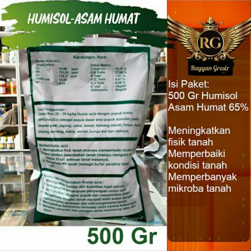 Jual HUMISOL Pupuk Organik dan Pembenah Tanah 500 Gram Asam Humat Humic ...