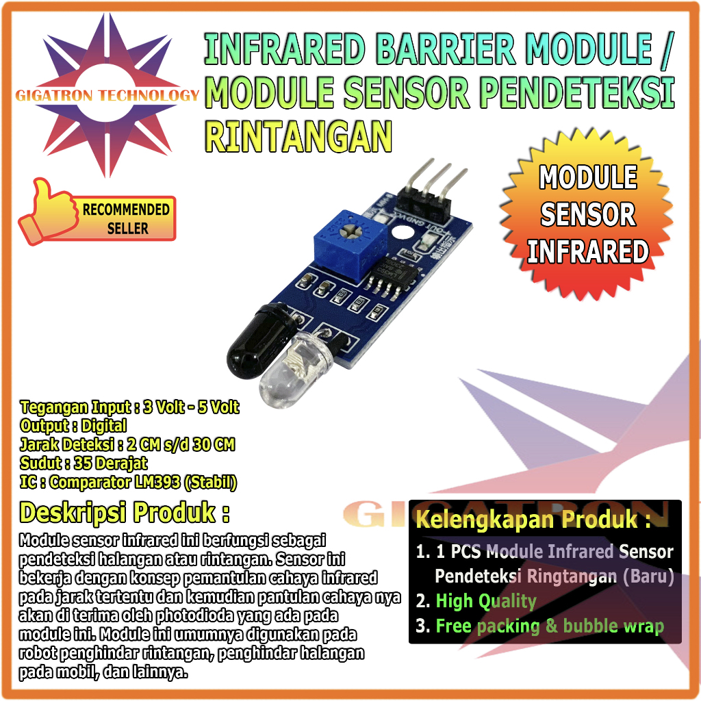 Jual Infrared Barrier Obstacle Sensor Halangan Rintangan Module Sensor ...