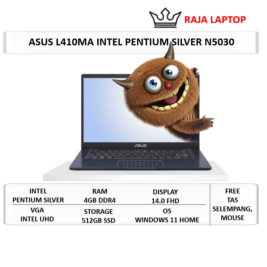 Jual Laptop Asus L410MA Intel Pentium Silver N5030 4GB 512GB SSD