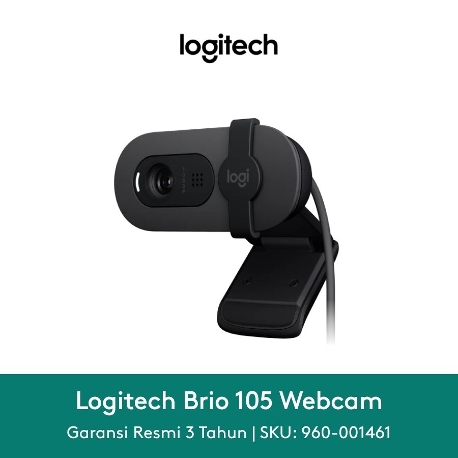 Logitech Brio 105 Business-webcam met Full HD en 1080p, automatische verlichtingscompensatie, USB-A, afdekplaat, eenvoudige installatie, compatibel met Windows, macOS, ChromeOS - grafiet