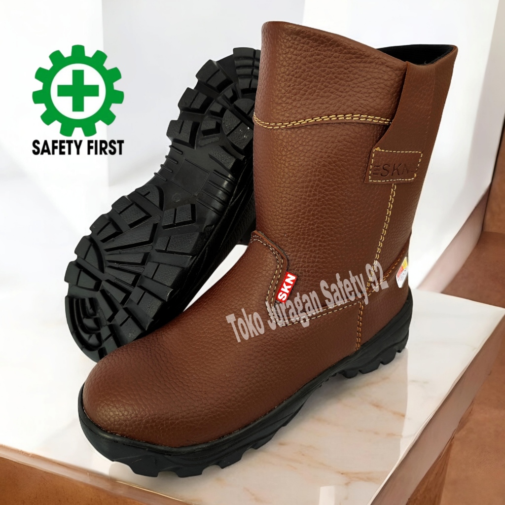 Jual Sepatu Safety Boot CoklatUjung Besi Shoes Mirip Chettah Kulit Skn ...