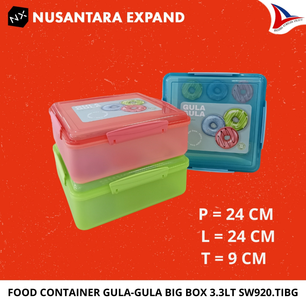 Jual Food Container Box Penyimpanan Gula-Gula Big Box 3.3lt Technoplast ...