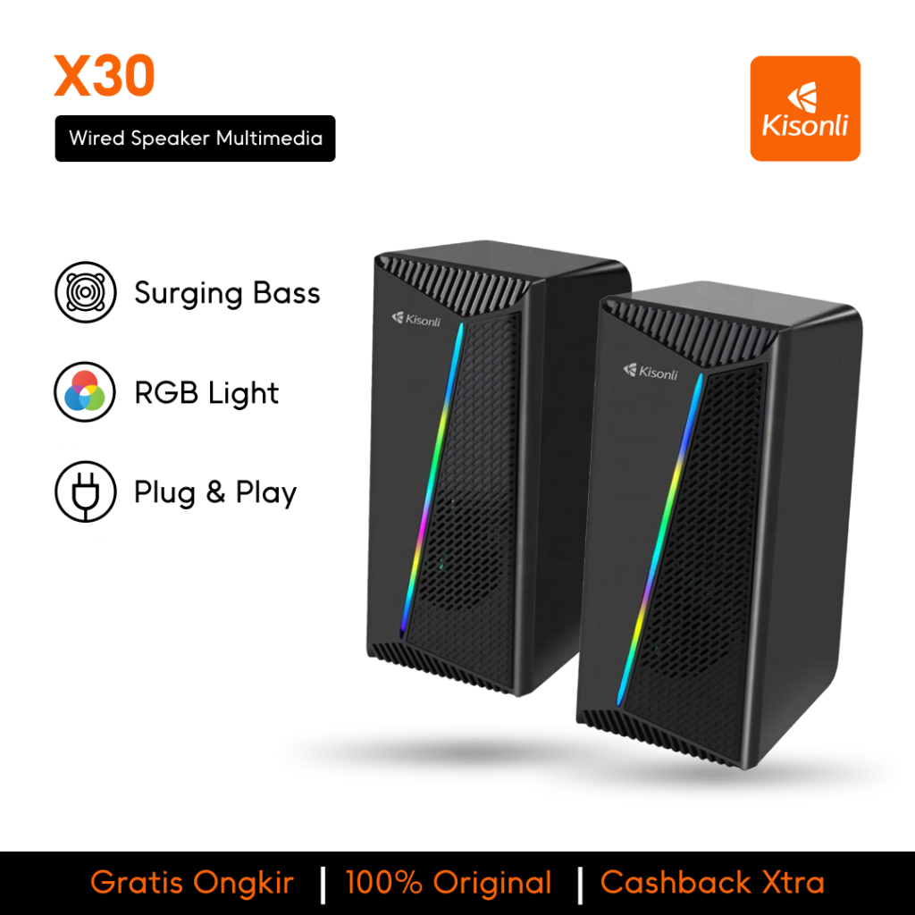 Jual KISONLI Speaker Komputer/Laptop PC 2.0 RGB Gaming Strong Bass ...