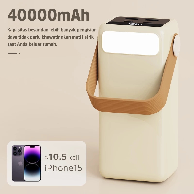 KIVEE Powerbank Type C Fast Charging PD 22.5W KV-PT182 40000 mAh Portabel with LED Original
