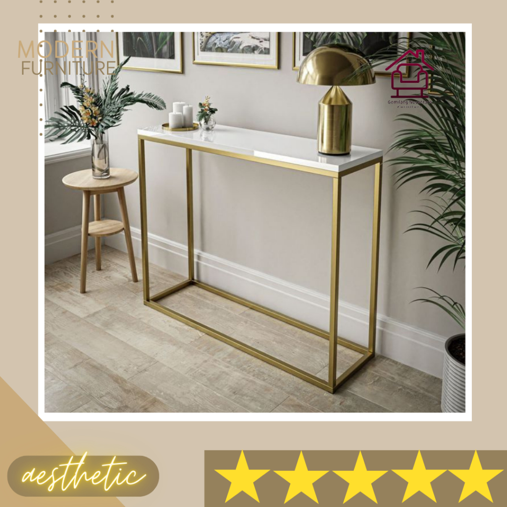 Jual Meja Console Table Minimalis Marmer Warna Gold | Shopee Indonesia