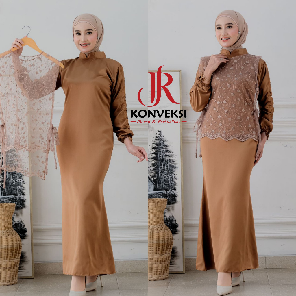 dress satin kombinasi brokat Jual Viola Dress Kondangan Satin Kombinasi Brokat Tile Bisa Dilepas Pasang  - Dress Pesta Two In One - Outer Vest Brokat Tile - Gaun Pesta Bridesmaid  Seragaman - Model Duyung