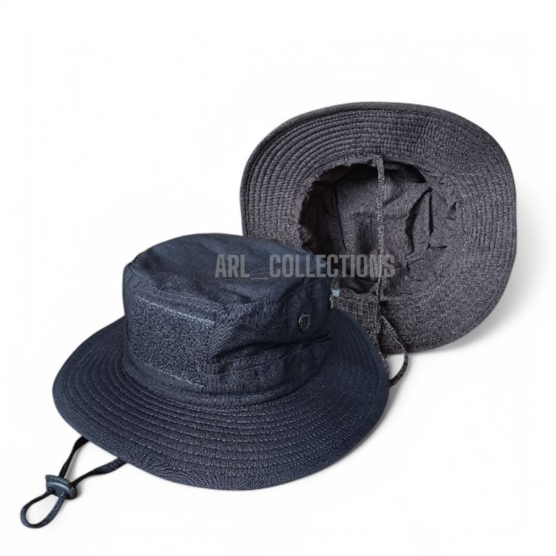 Jual topi rimba tactical hitam polos full ripstop cotton caps kawat ...