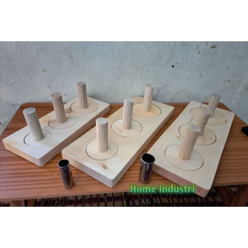 Jual 1 Set Cetakan Donat Kayu 3 Lubang 567 678 789 cm lengkap plus ...