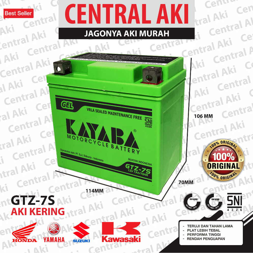 Jual KAYABA GTZ7S HIJAU PREMIUM Aki Motor Vario 125 Vario 150 Vario 160 ...