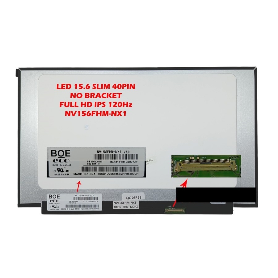 Écran LCD LED 15.6" FHD 1920x1080 120Hz - Réf. NV156FHM-NX1 V8.0 - 40 Broches - Neuf Visiodirect