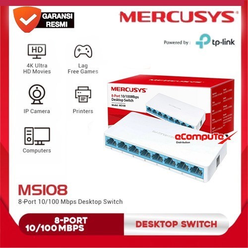 Jual MERCUSYS MS108 8-PORT 10/100MBPS DESKTOP ETHERNET SWITCH HUB ...