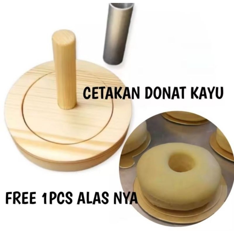 Jual Cetakan donat kayu ring 1 bentuk bulat (3pcs ) cetakan +penekan ...