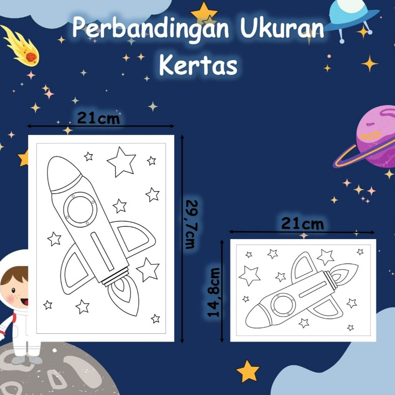Jual Kertas Gambar Mewarnai 20 Lembar Tema Roket Pesawat Luar Angkasa ...