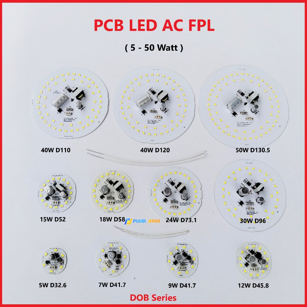 Jual PCB LED AC FPL Original Watt Lengkap 5 7 9 12 15 18 24 30 40 50 ...