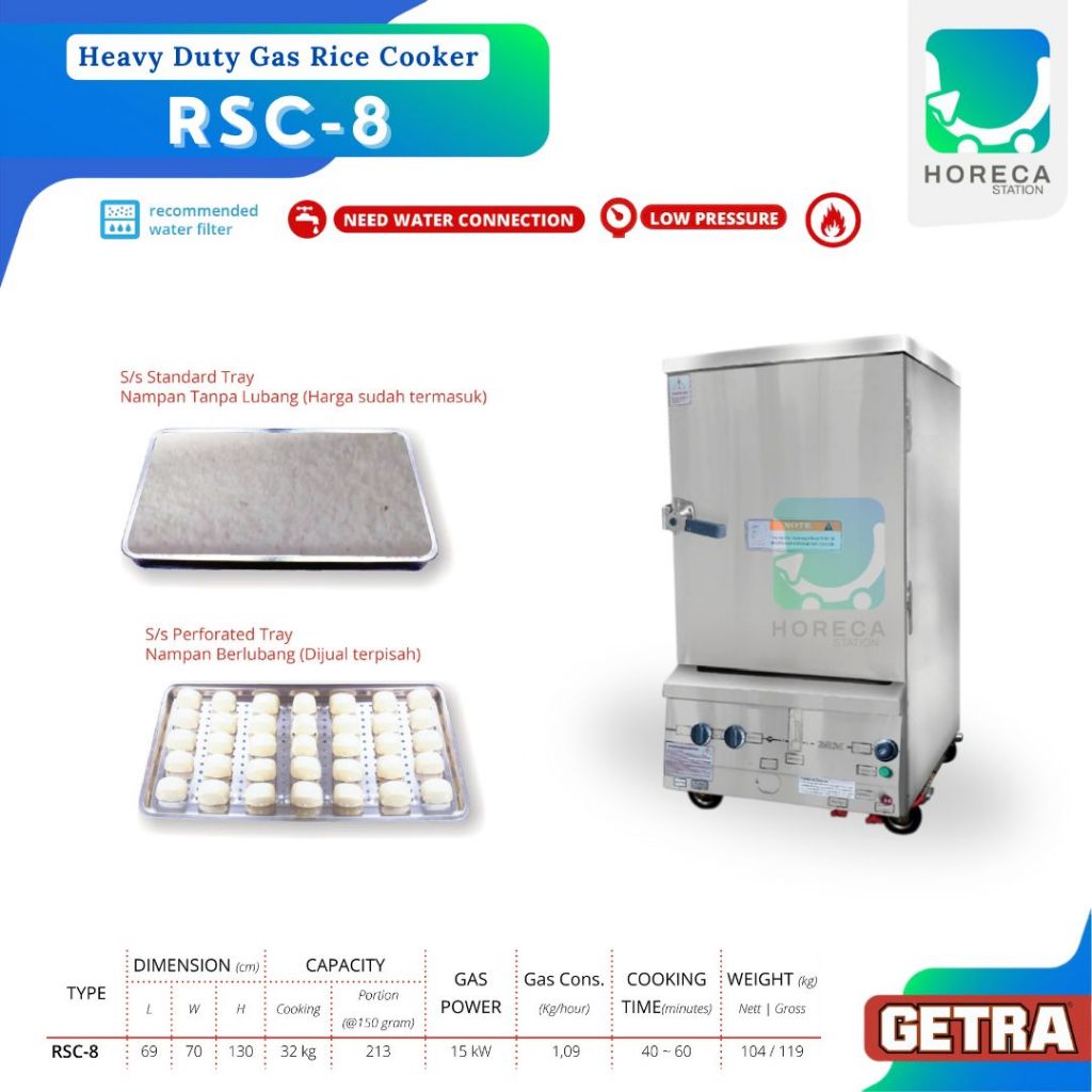 Jual GETRA Heavy Duty Gas Rice Cooker RSC-8 / RSC 8 / RSC8 | Shopee ...
