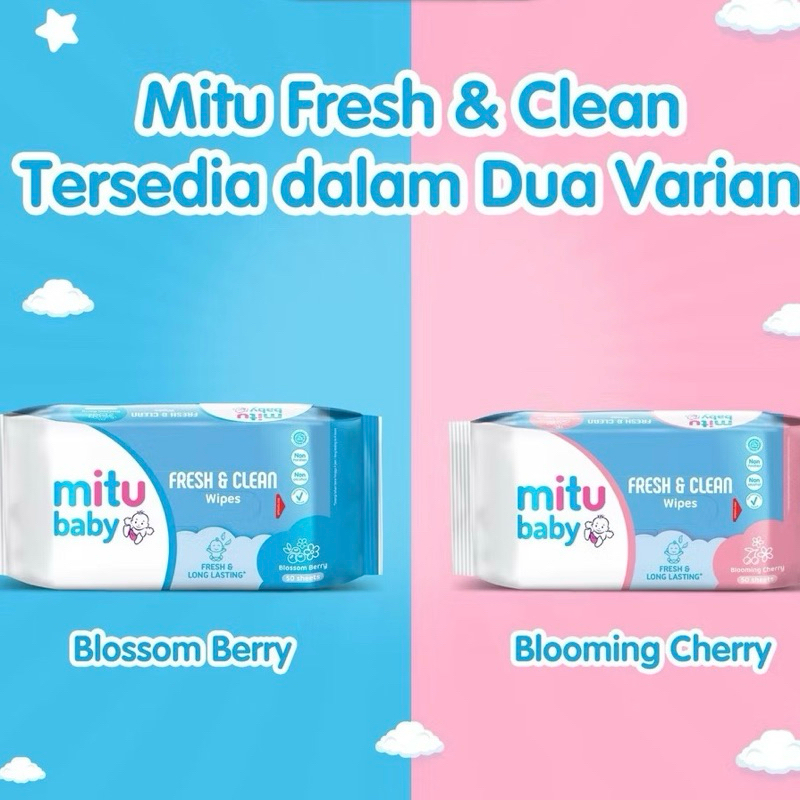 Jual [ISI 25 LEMBAR NEW PACK] Mitu Baby Wipes Fresh & Clean Blooming ...
