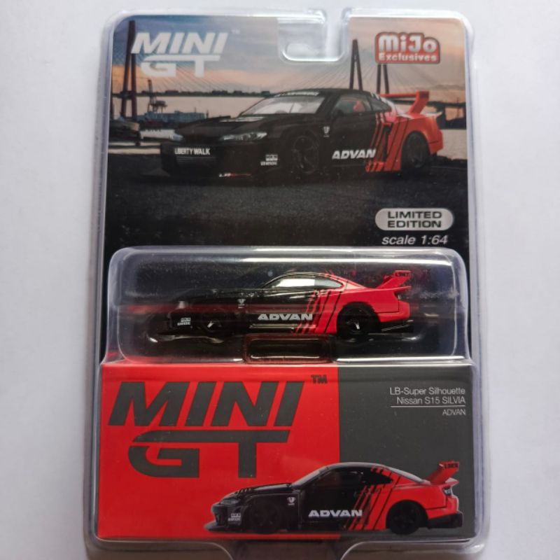 MINI GT 1:64 Nissan S15 Silvia LB Super Silhouette &ndash; Nero/Rosso ADVAN, Edizione Limitata