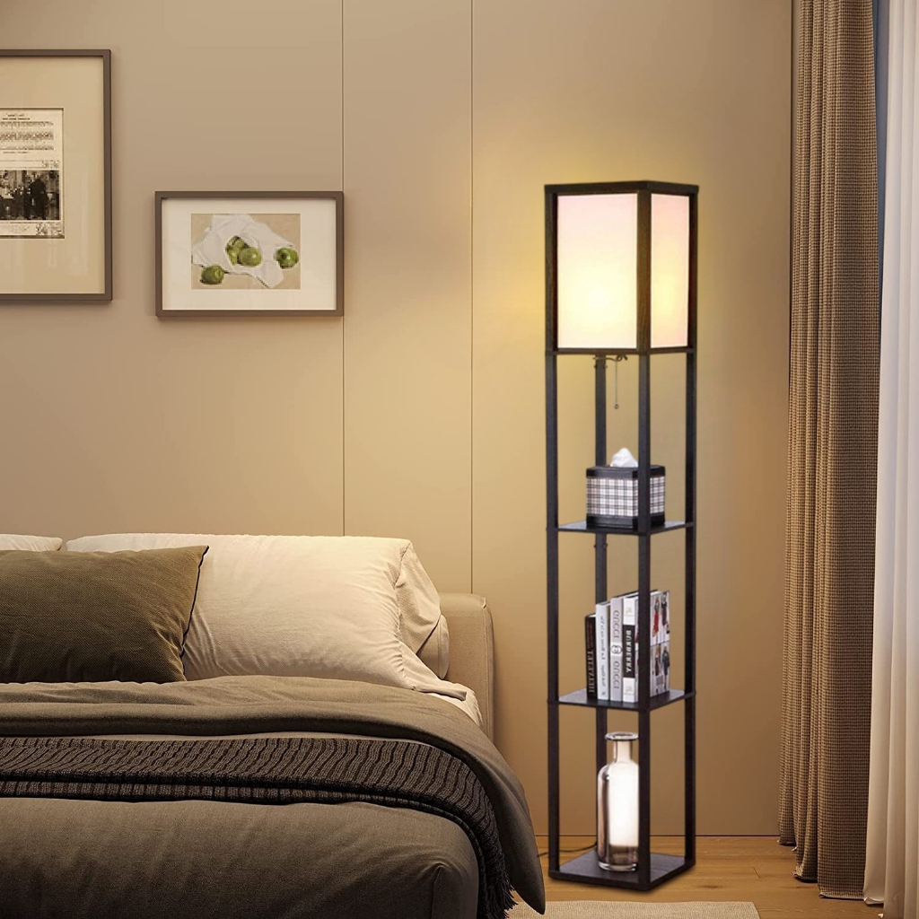 Jual Floor Lamp Shelf Rack Lampu Sudut Ruang Tamu Aesthetic Lampu ...