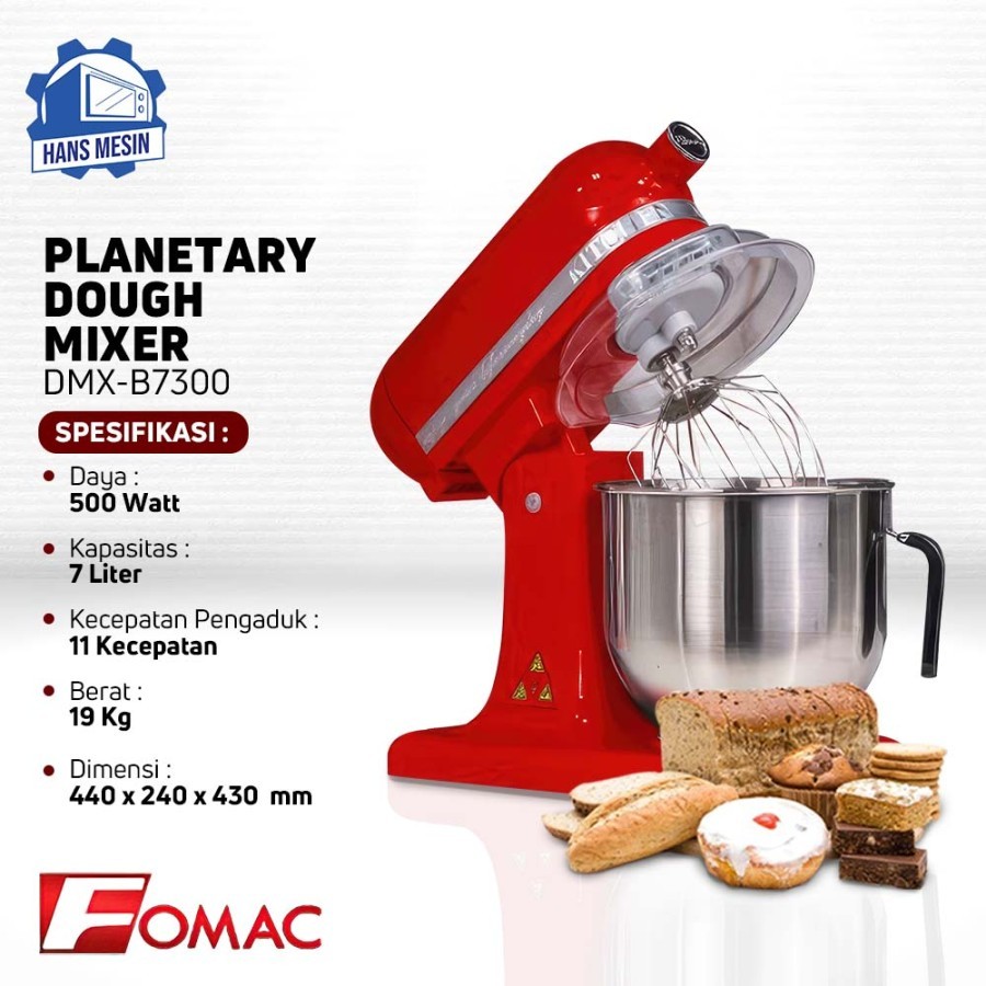 Jual Planetary Dough Mixer (FOMAC)DMX-B7300 B/P/R/W Mesin Pengaduk ...