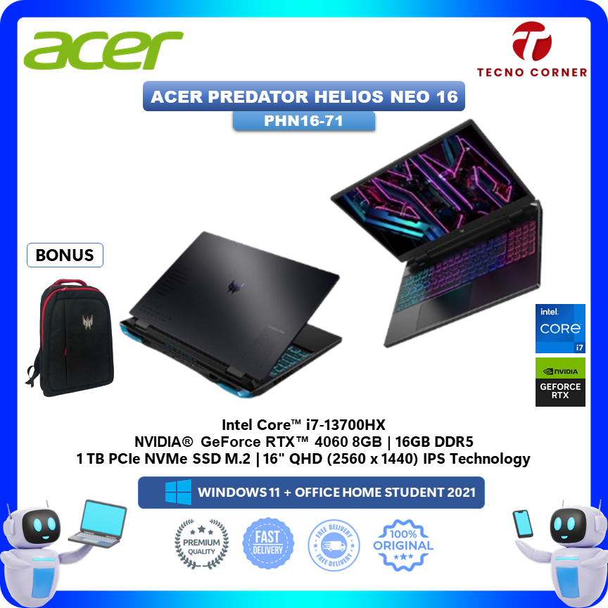 Jual ACER PREDATOR HELIOS NEO 16 RTX4060 8GB/ i7 13700HX 16GB 1TB SSD ...