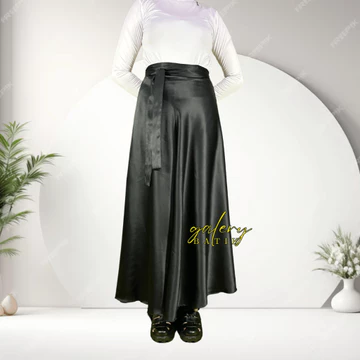 Rok Lilit Polos Satin Flara Rok Bawahan Modern Stelan Casual Elegan Wanita Masa Kini