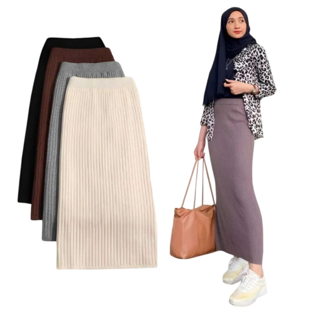 Jual Rok Span Rajut Knit Hornet Jumbo Maxi Premium | Shopee Indonesia