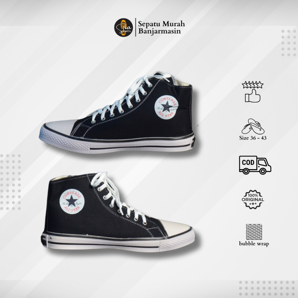 SEPATU CONVERSE ALL STAR HIGH I SEPATU BOOTS CONVERSE PRIA WANITA I Sepatu  sekolah hitam putih