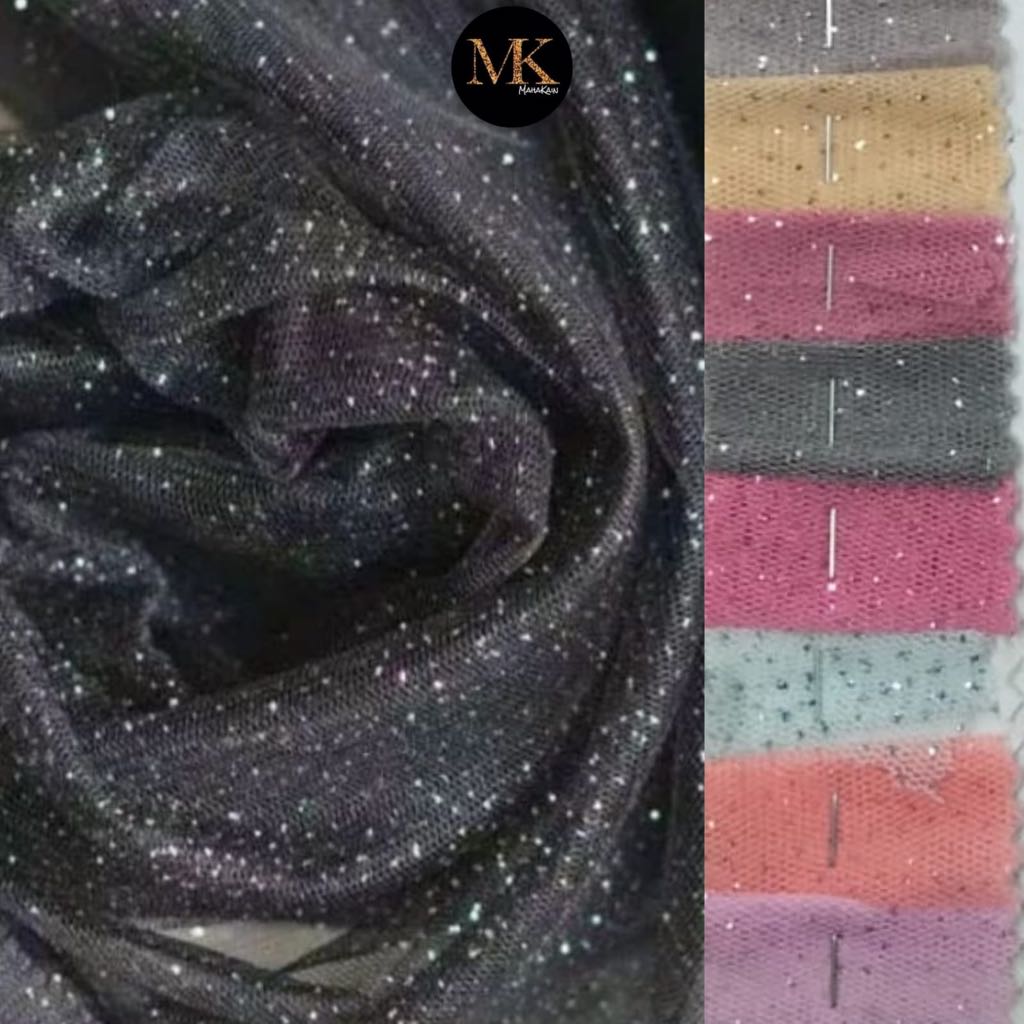 Jual Kain Tile Polos Glitter Halus Bahan Soft Tulle Sprinkle Diamond ...