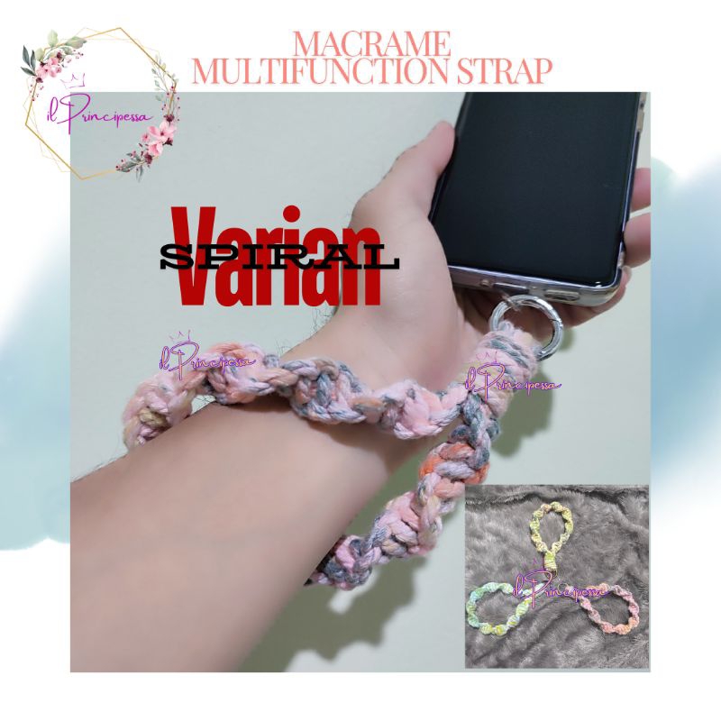 Jual MCR002 SPIRAL STYLE- MACRAME TALI MULTIFUNGSI - HP STRAP - KEY ...