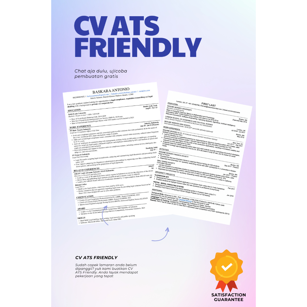 Jual Jasa Pembuatan CV dan Surat Lamaran Kerja Sesuai Standar ATS ...