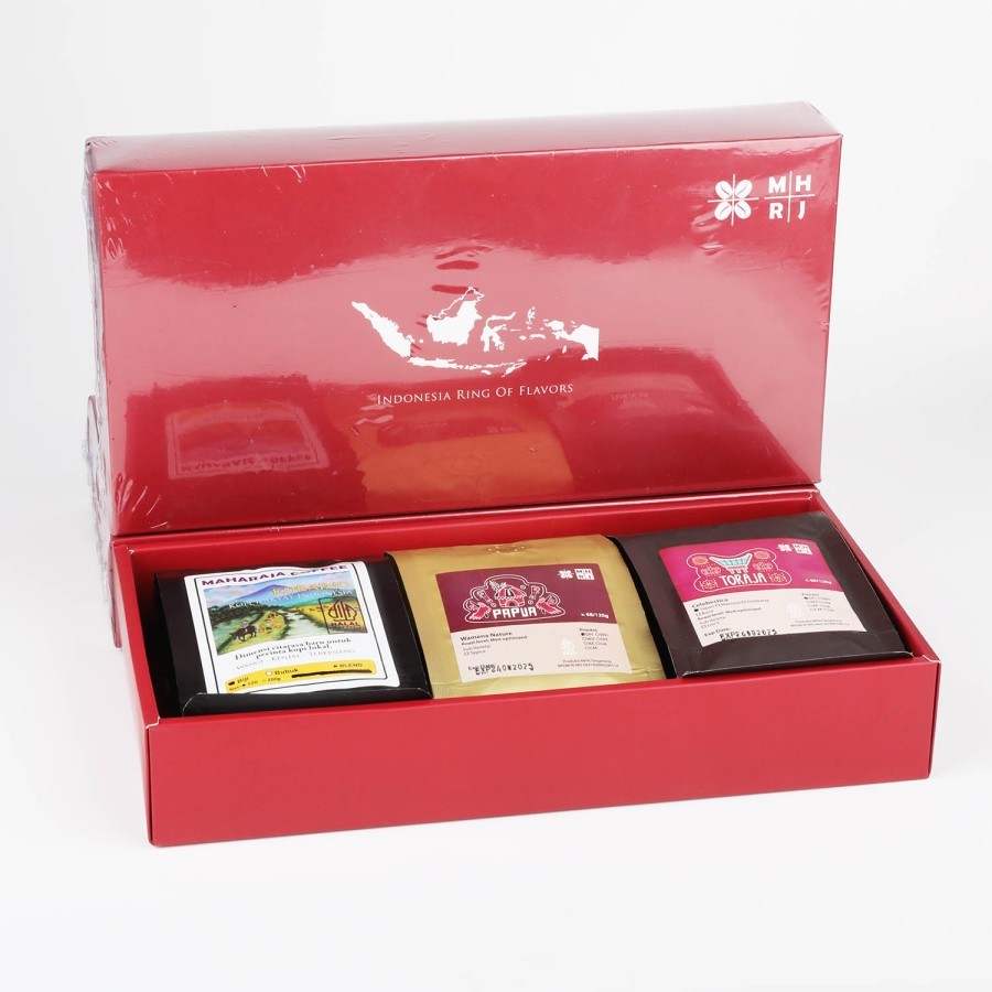 MAHARAJA COFFEE 2箱セット Jual GIFT BOX ISI 3PCS @120GR Indonesia Ring Of Flavor - Kopi