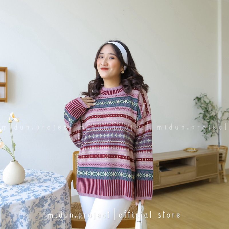 Jual Midun.project - Azura Atasan Rajut Wanita Korean Style Motif ...