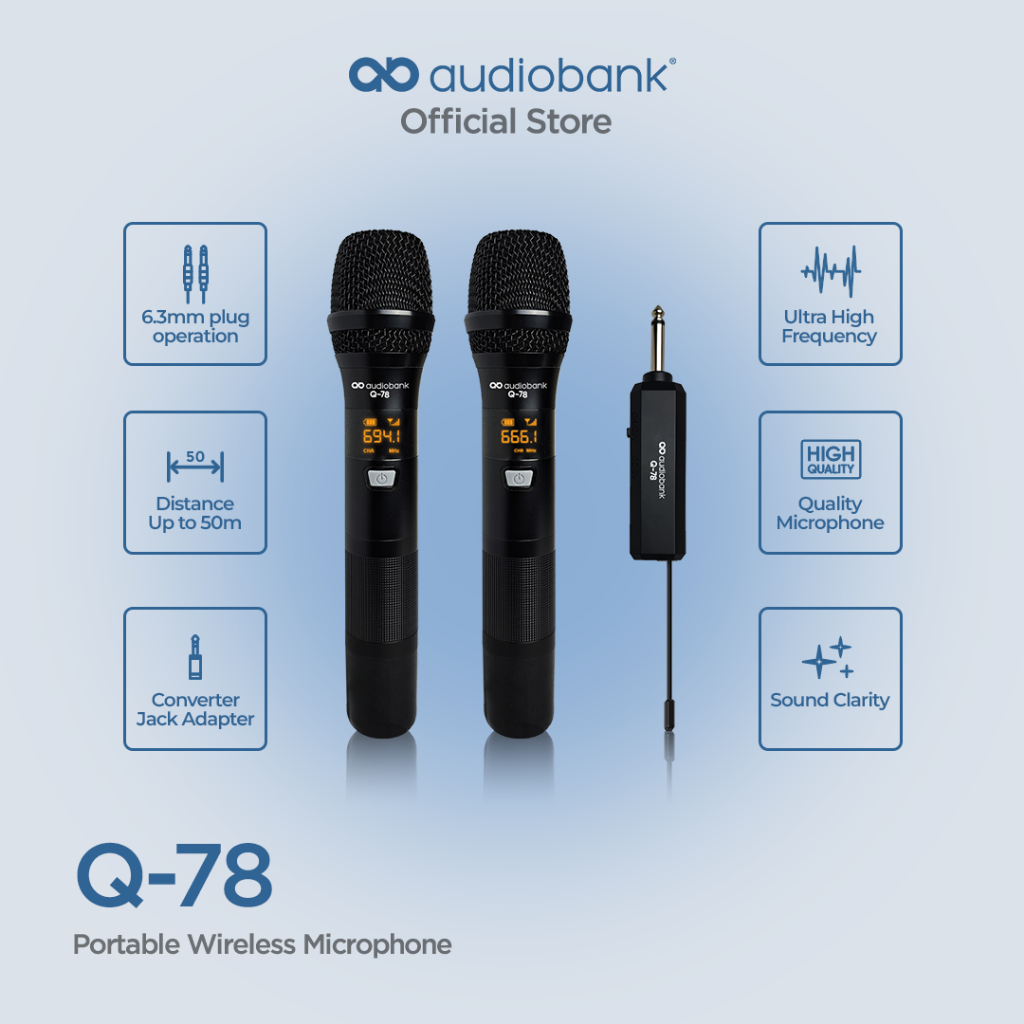 Jual Microphone Wireless Portable Audiobank Q-78 Clear Sound | Shopee ...