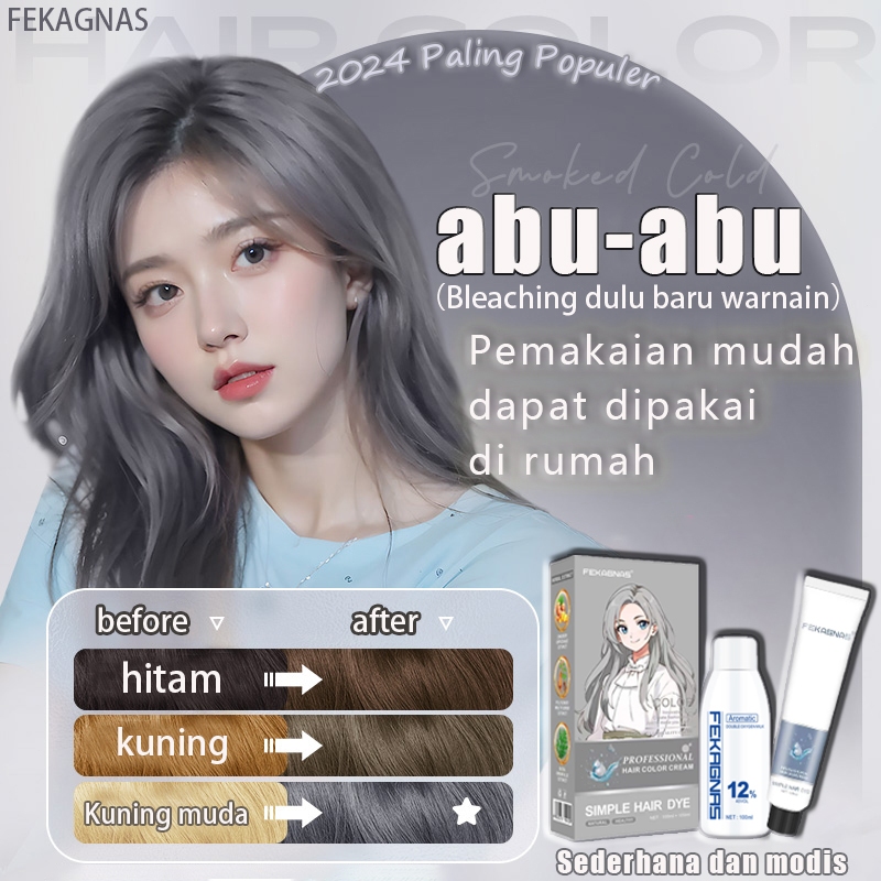 Jual 【Pewarna rambut terlaris tahun 2024】FEKAGNAS cat rambut ash grey ...