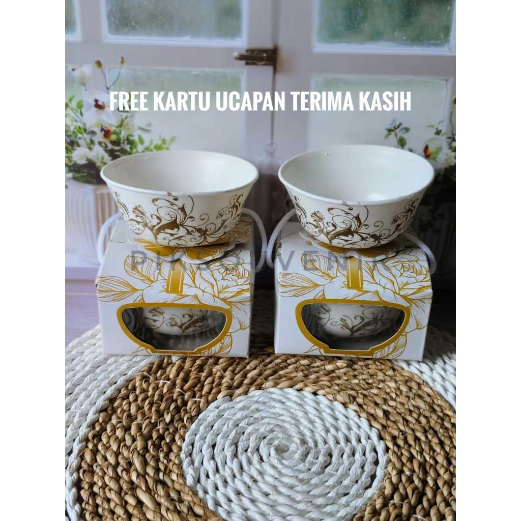 ( isi 50pcs ) mangkok bulat batik coklat kemasan box gold