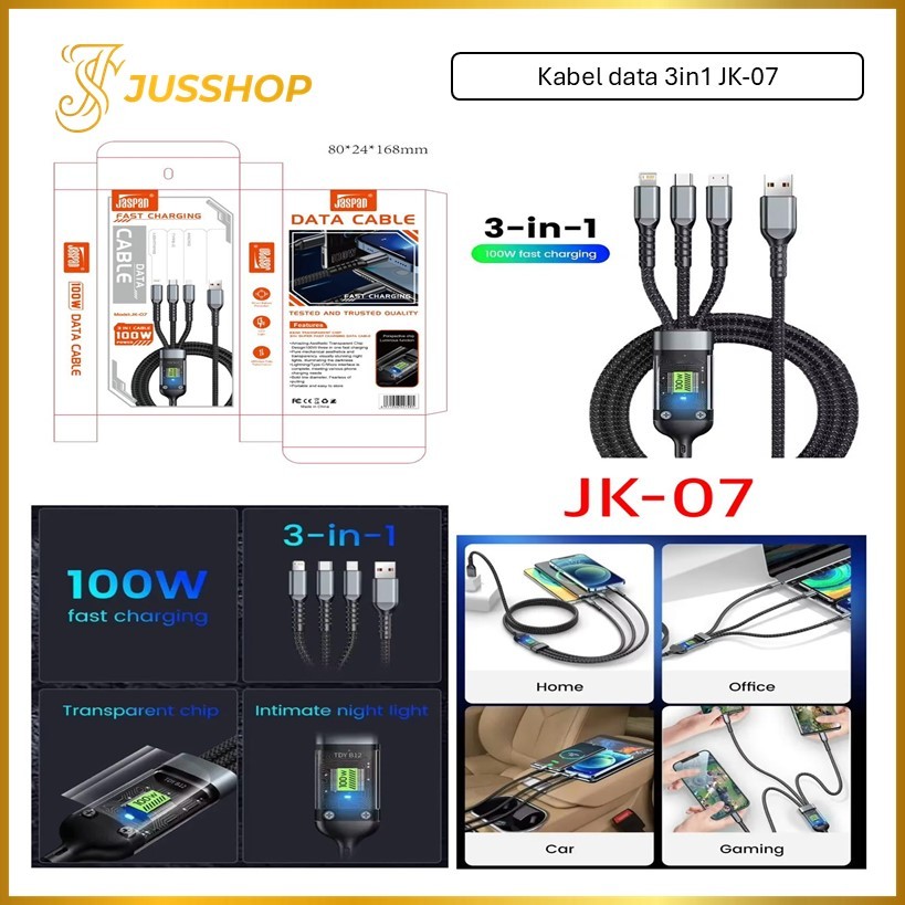 Jual Kabel Data 3in1 JK-07 Fast Charging Kabel Data Micro Type c ...