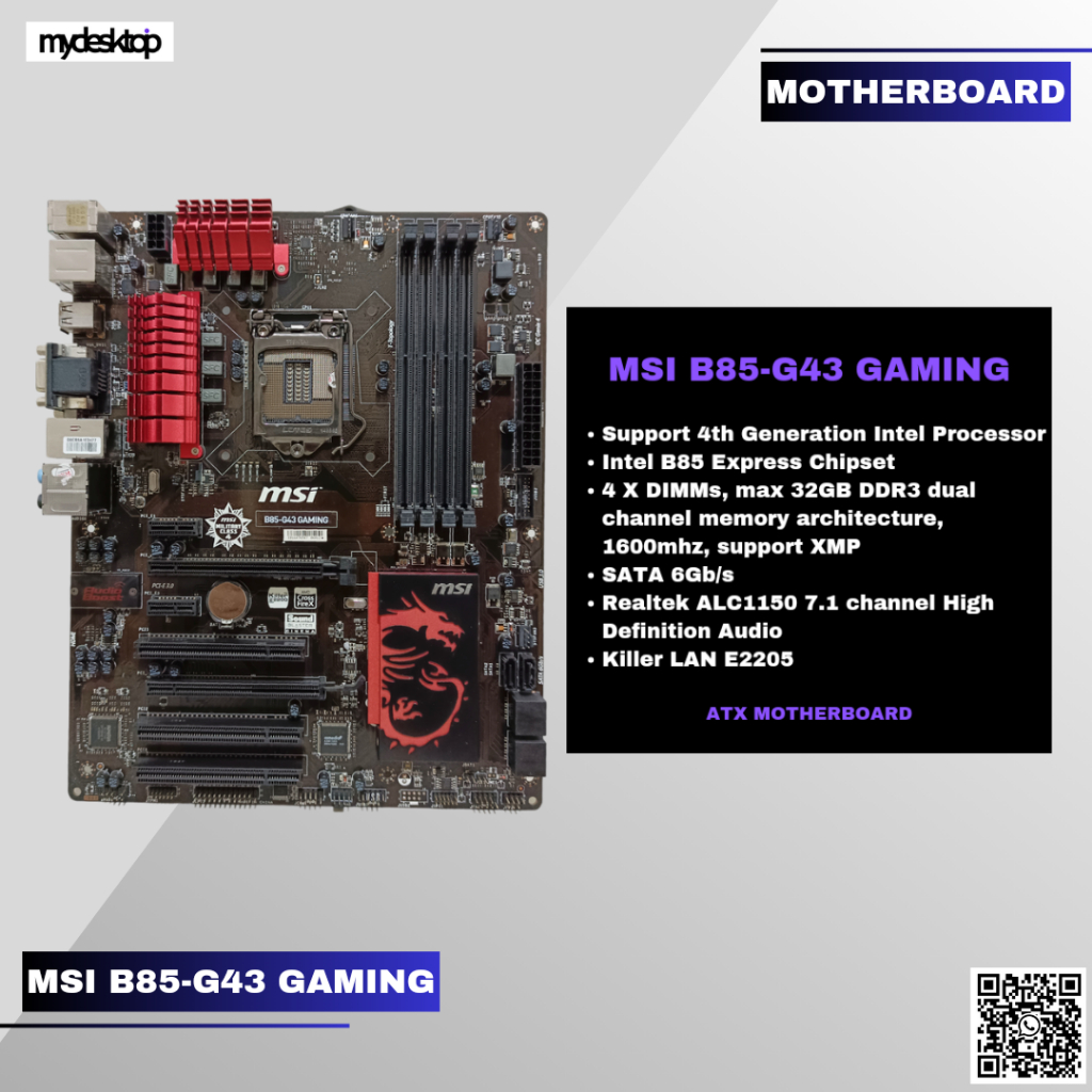 Pirkti MSI B85-G43 GAMING Intel B85 ATX DDR3 LGA1150 2 X PCI-E X16 - Foto 2