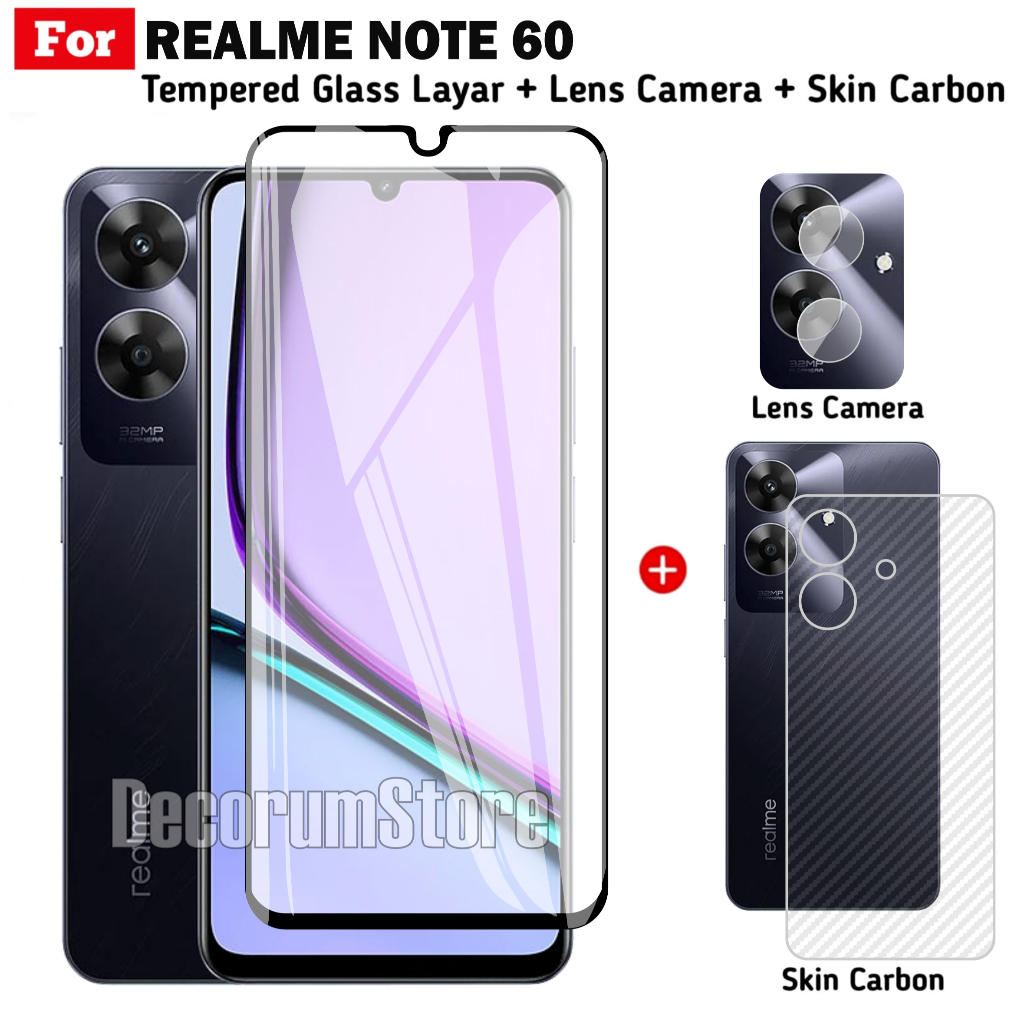 Jual 3in1 Tempered Glass Realme Note 60 60x Pelindung Layar Full Free ...