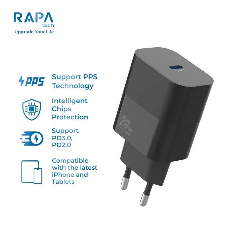 Jual RAPAtech CH1060 Power II Charger USB-C PD 20W RAPA tech Type-C ...