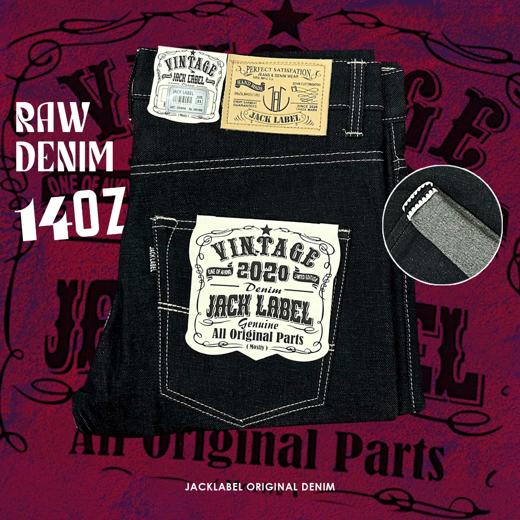 Jual JACK LABEL ORIGINAL DENIM RAW 15 OZ REGULER JEANS BLACK INDHIGO ...